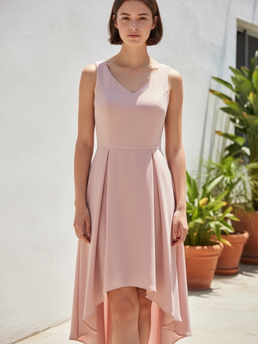 🤩Chelsea Blush Pink High Low V neck Gown - size S